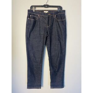Eileen Fisher Organic Cotton Dark Denim Slim Fit Straight Mid-Rise Jeans. 10P.